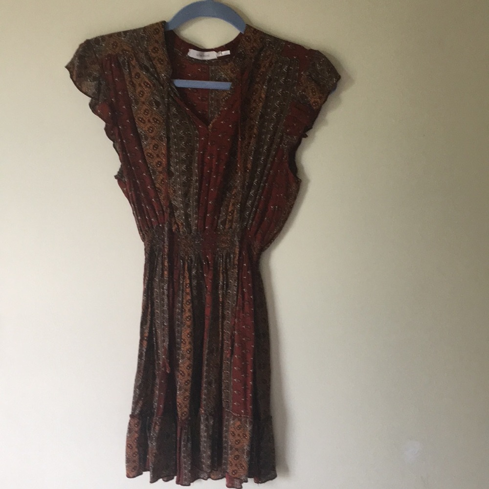 Flowy Red and Orange Patterned Floral Dress